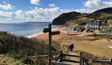 Seatown beach sits below Golden Cap