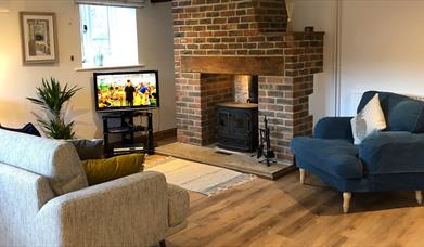 Bookham Court near Dorchester - lounge with wood burning stove