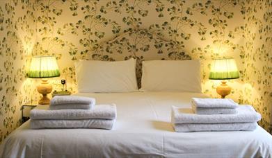 Double bedroom at The Queen's Arms at Corton Denham, Dorset