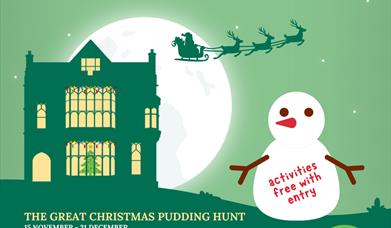 Colourful green poster titled 'Christmas at Dorset Museum & Art Gallery' with event listings.