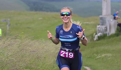 Happy person running