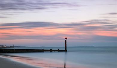 Alum Chine beach at dusk