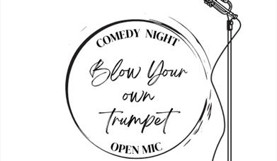 Blow Your Own Trumpet open mic comedy show logo