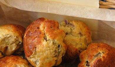 Homemade red onion and stour blue cheese mini brioche