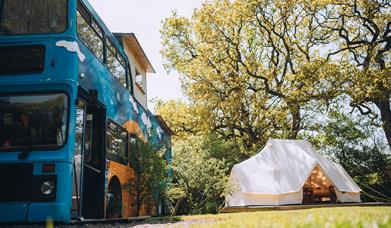Parsons Camp bus and bell tent