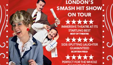 Faulty Towers Event at the George Albert poster with timing and positive reviews