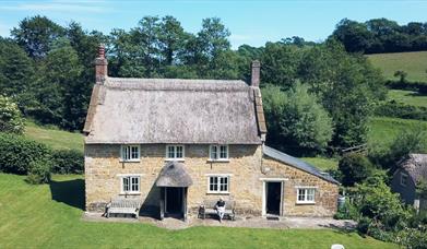 Outside view of Gore Cottage near Bridport in the Dorset countryside