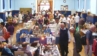 Blandford Forum indoor market inside the Corn Exchange.