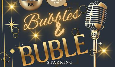 A vintage style poster with information covering the Bubbles and Buble evening at The Brewery Tap on 20th December.