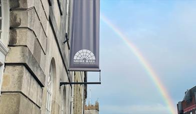 Rainbow shining over Shire Hall Museum.