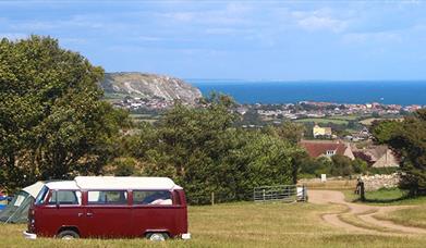 Acton Field Camp Site with views of the Jurassic Coast in Dorset