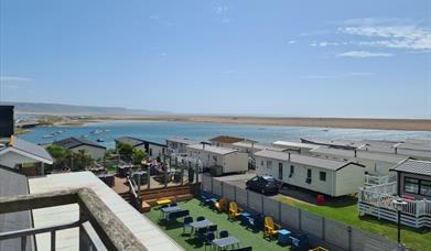 Views of Chesil Beach from the Chesil Beach Holiday Park
