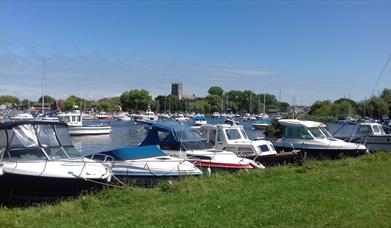 Christchurch Harbour and Quay in Dorset, next to the Stour Valley Way