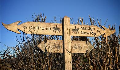 Signpost at Maiden Newton in Dorset