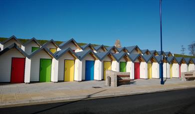 Swanage Beach Huts along Shore Road, Swanage in Dorset