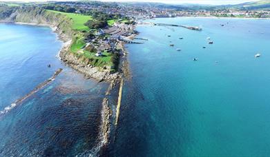The Downs and Peveril Point in Swanage aerials view from sea copyright Chris Brown