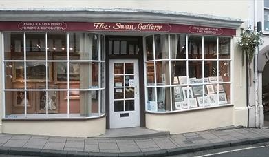 The shop window of the Swan Gallery Dorset